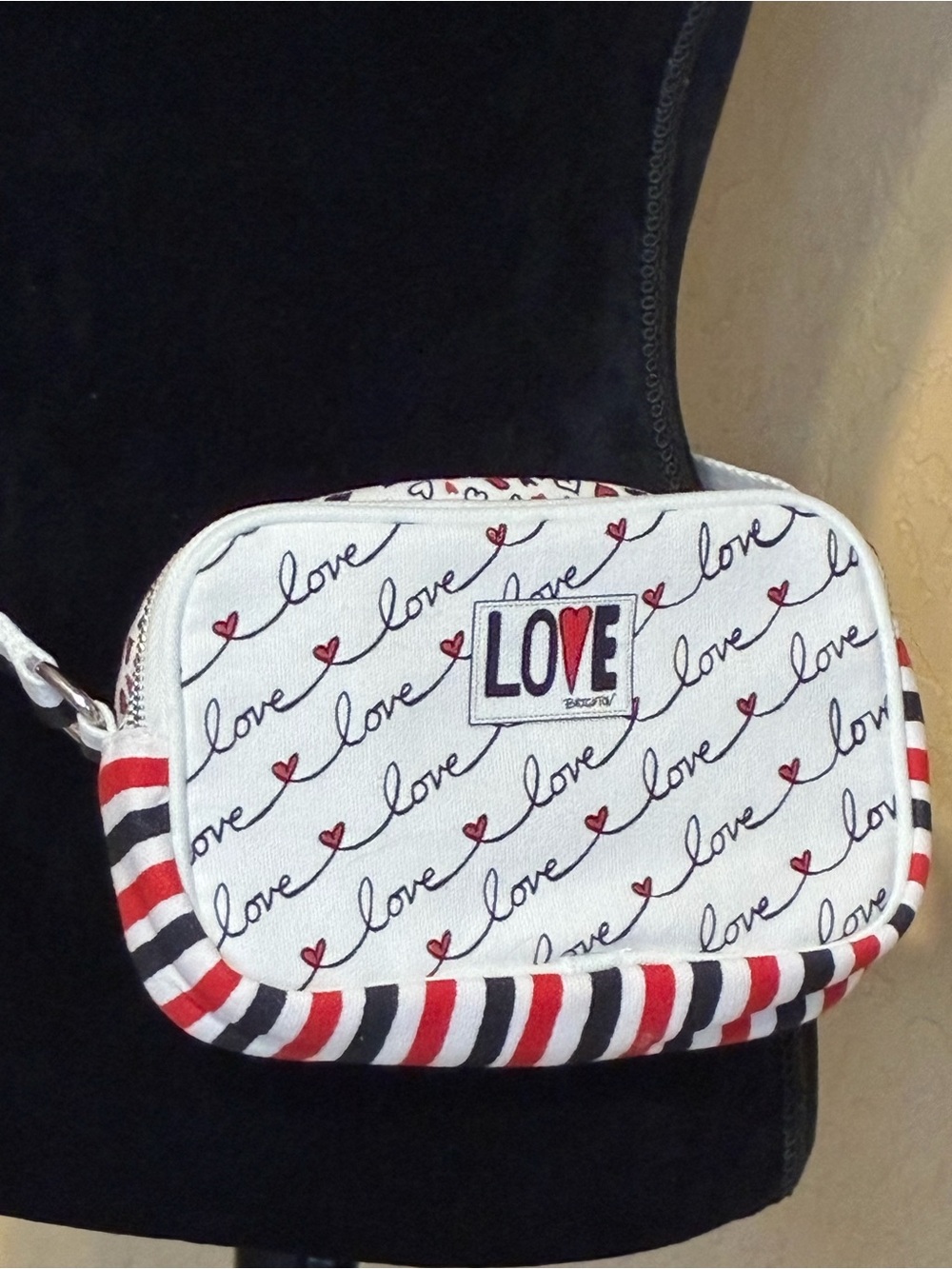 BRIGHTON Lovely "LOVE SCROLL" Canvas Crossbody Bag/Purse NWOT